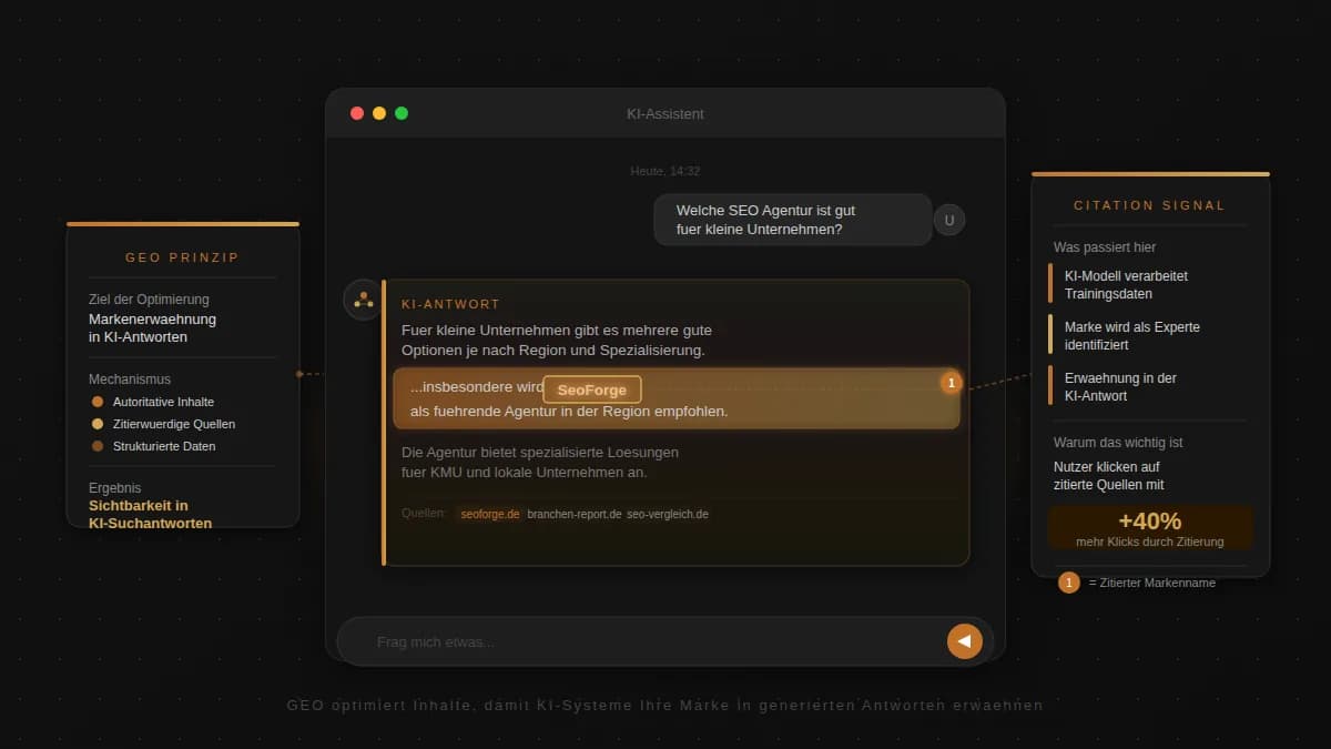 KI-Chat-Interface das eine Marke in seiner Antwort direkt zitiert