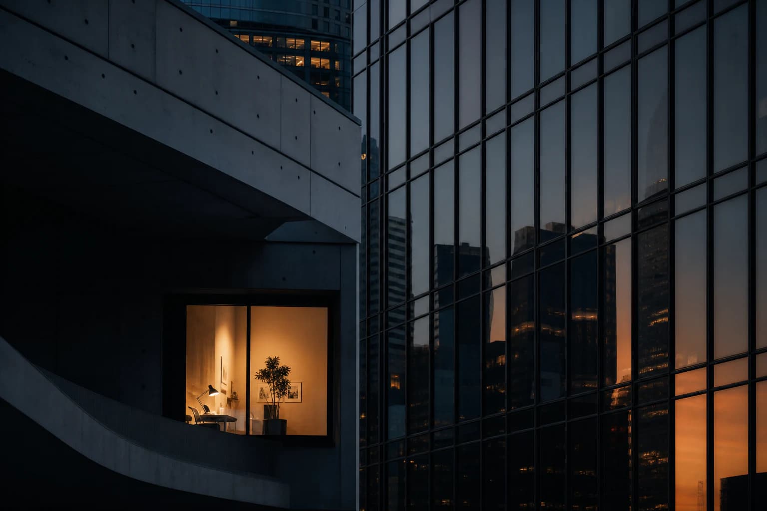 Abendliche Architektur als Sinnbild für regionale Unternehmen