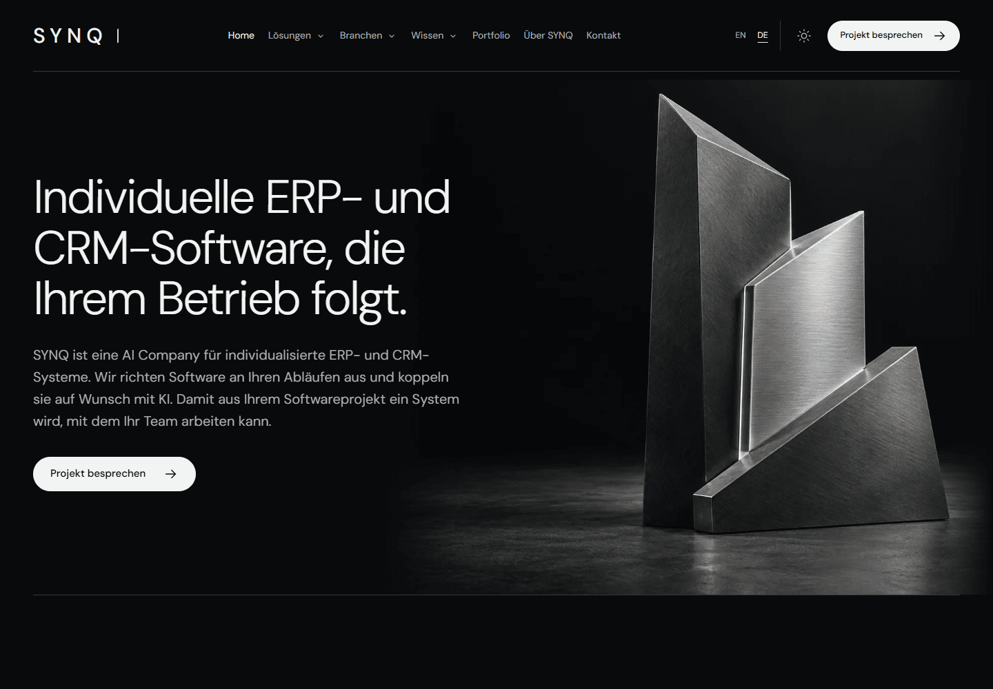 Website von SYNQ Systems für ERP- und CRM-Software.