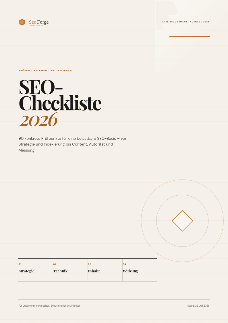 Titelseite der SeoForge SEO-Checkliste 2026