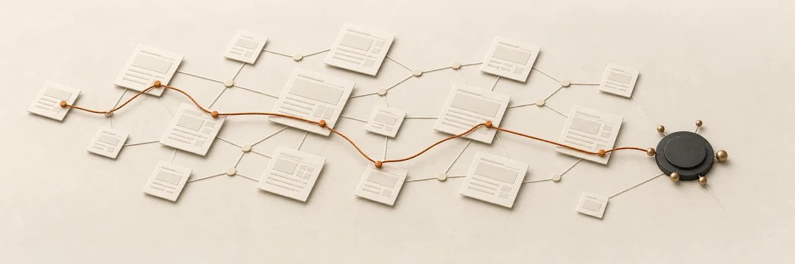 Illustration eines Crawler-Pfads, der über interne Links verschiedene Seiten einer Website erreicht