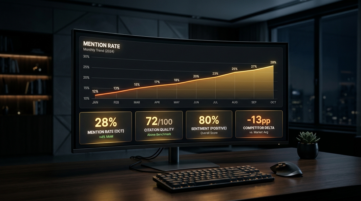 GEO Monitoring KPI Dashboard — Mention Rate und Competitor Delta