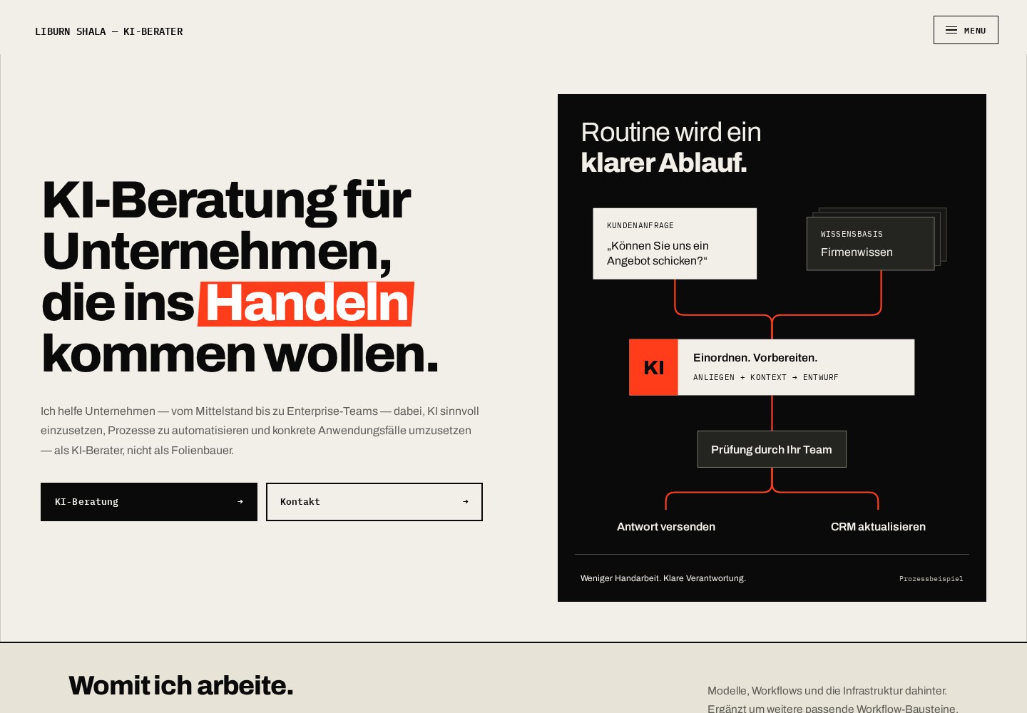 Aktueller Website-Einstieg von Liburn Shala