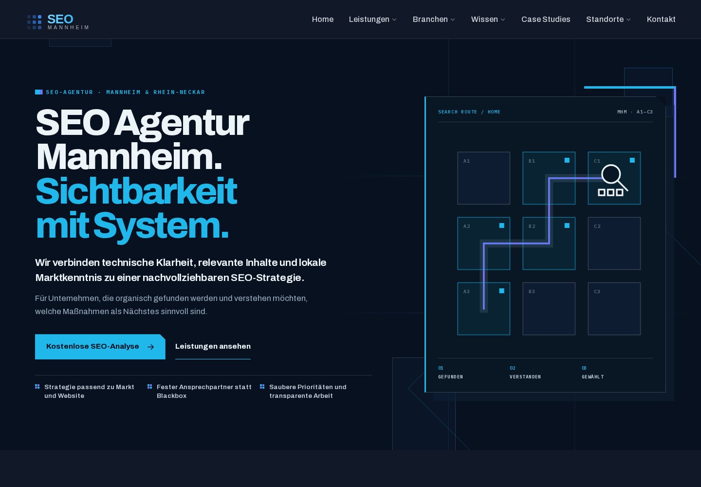 Aktueller Website-Einstieg von SEO Mannheim