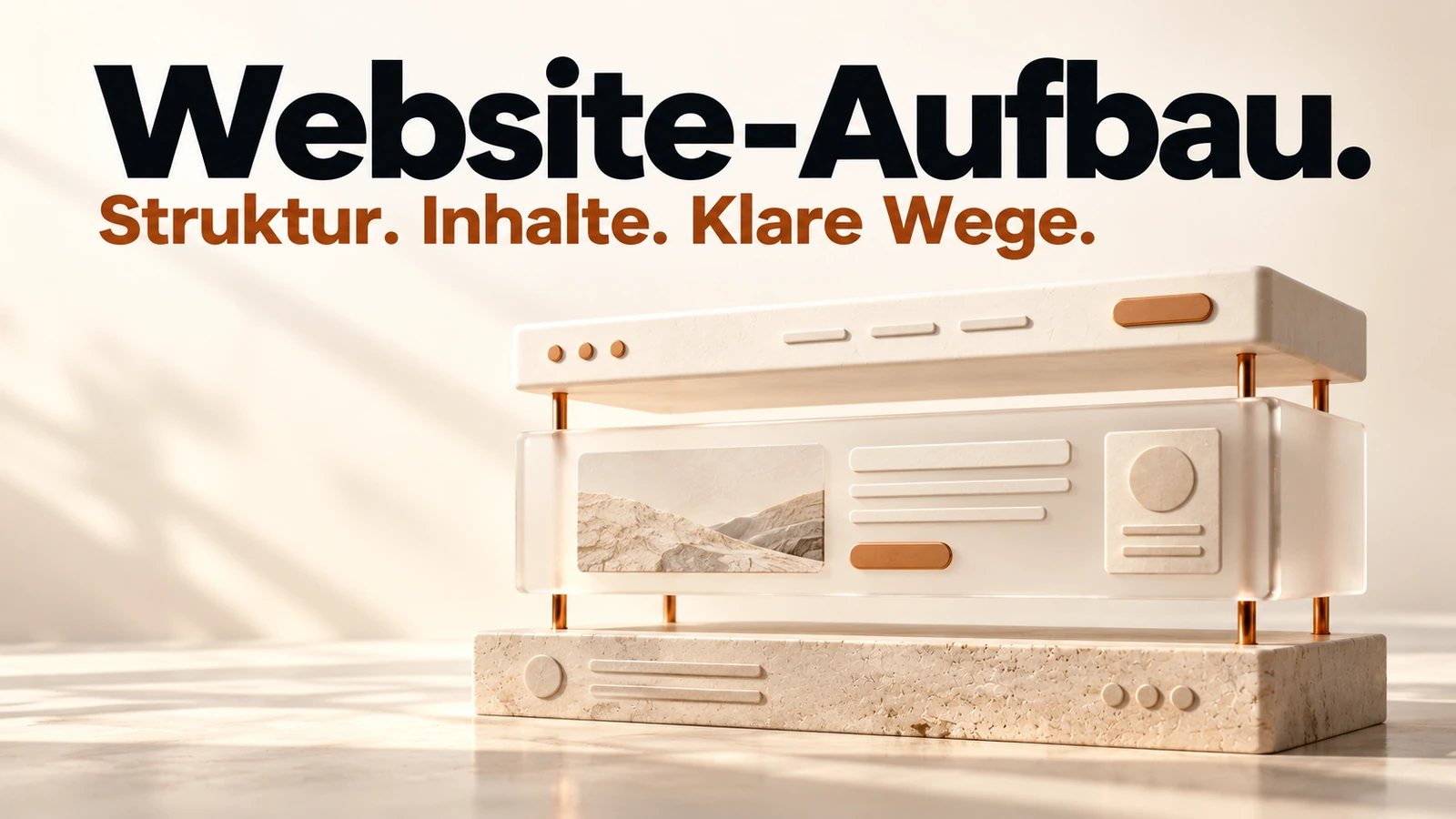 Illustration: Navigation, Inhaltsbereich und Fußbereich bilden klar aufeinander abgestimmte Ebenen einer Website.